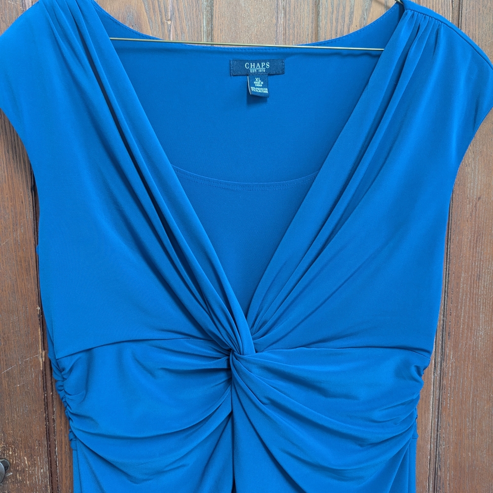 Chaps Royal Blue Twist Front A-Line Dress